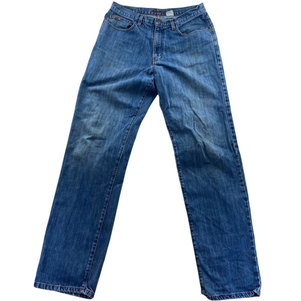 Eddie Bauer Men Jeans 34x35 Measured Relaxed Fit Blue Denim Straight Leg Classic